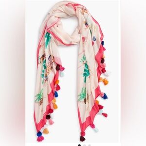 Kate Spade Desert Oblong scarf wrap Pom Poms 
80 x 28. NWOT never used.